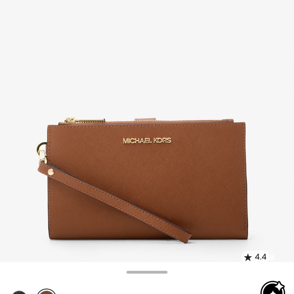 NWT Michael Kors Jet Set Large Tan Leather Wallet/Wristlet